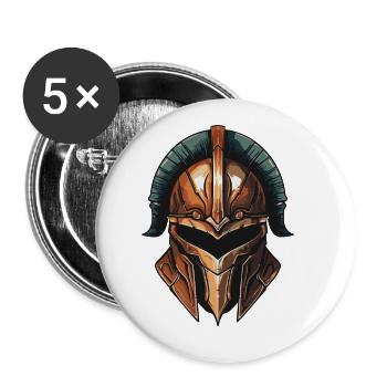 Casque Spartan Warrior Sparta - Lot de 5 grands badges (56 mm) - blanc - Devant