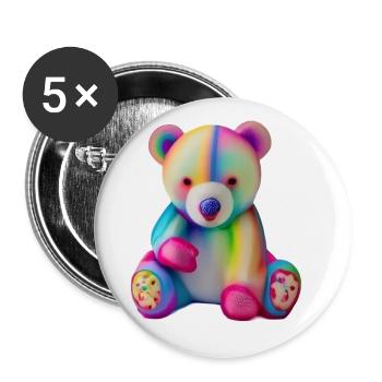 Multicolored teddy bear - Buttons large 2.2''/56 mm (5-pack) - white - Front