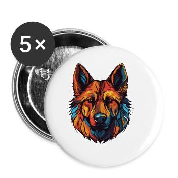 German Shepherd Dog Portrait - Buttons large 2.2''/56 mm (5-pack) - white - Front