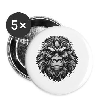 Gorilla Portrait Animal - Buttons large 2.2''/56 mm (5-pack) - white - Front
