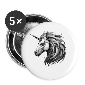 Unicorn Portrait Animal - Buttons large 2.2''/56 mm (5-pack) - white - Front