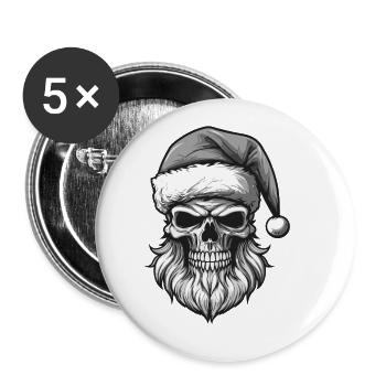 Weihnachtsmann Totenkopf Weihnachten - Buttons groß 56 mm (5er Pack) - Weiß - Vorne