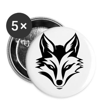 Silhouette de tête de renard - Lot de 5 grands badges (56 mm) - blanc - Devant