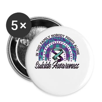 Prévention du suicide Nous portons du turquoise-violet - Lot de 5 grands badges (56 mm) - blanc - Devant