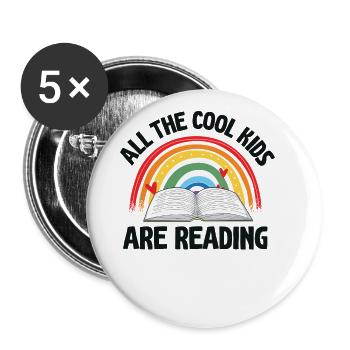 Alle Coolen Kids Lesen Lehrer - Buttons groß 56 mm (5er Pack) - Weiß - Vorne