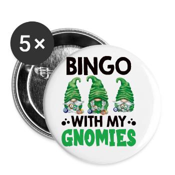 Bingo with my gnomies Funny Bingo - Buttons large 2.2''/56 mm (5-pack) - white - Front