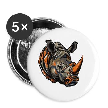 Rhinoceros Head - Buttons large 2.2''/56 mm (5-pack) - white - Front