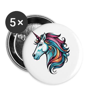 Unicorn Head - Buttons large 2.2''/56 mm (5-pack) - white - Front