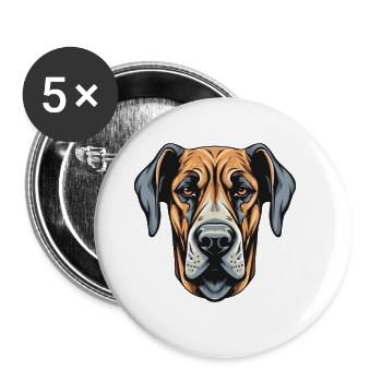 Great Dane Dog Head - Buttons large 2.2''/56 mm (5-pack) - white - Front