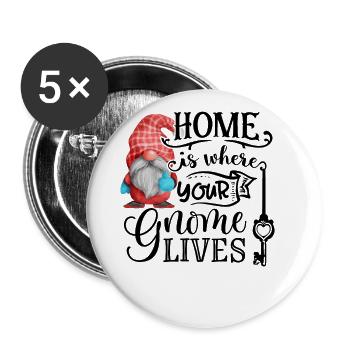 Home Is Where Your Gnome Lives Weihnachtsgnom - Buttons large 2.2''/56 mm (5-pack) - white - Front