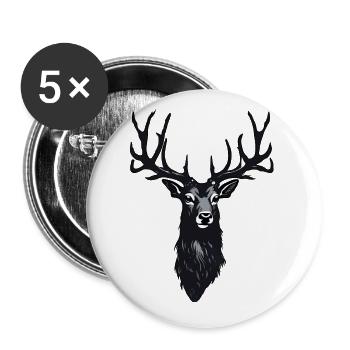 Cerf / Buck / Animal / Sauvage / Forêt / Sauvage - Lot de 5 grands badges (56 mm) - blanc - Devant