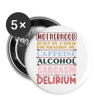 Mutterschaft Momlife Mom Life Muttertag - Buttons groß 56 mm (5er Pack) - Weiß - Vorne