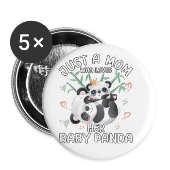 Mom Panda Love Just A Mom Who Loves - Buttons large 2.2''/56 mm (5-pack) - white - Front