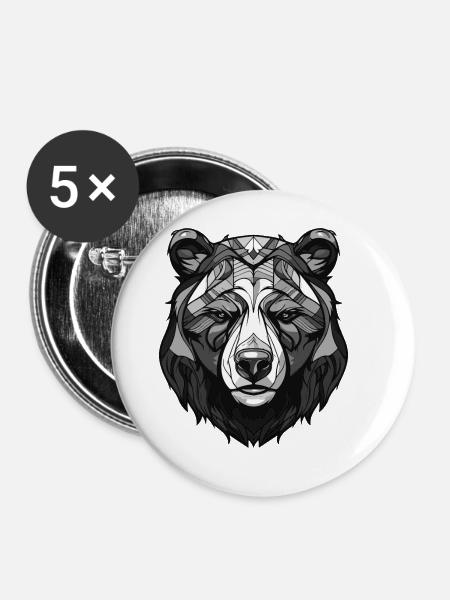 Eisbär Kopf Polar bär - Buttons groß 56 mm (5er Pack) - Weiß