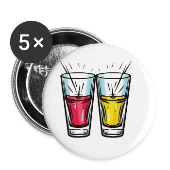 Tequila Glass Cheers Party - Lot de 5 grands badges (56 mm) - blanc - Devant