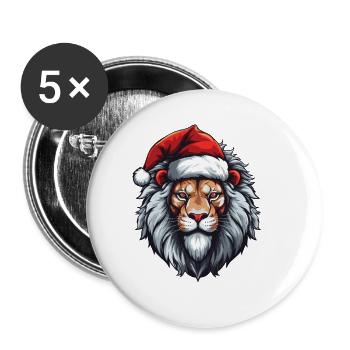 Lion Portrait Christmas - Buttons large 2.2''/56 mm (5-pack) - white - Front