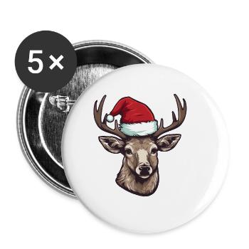 Portrait de cerf Noël - Lot de 5 grands badges (56 mm) - blanc - Devant