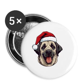 Kangal Hund Porträt Weihnachten - Buttons groß 56 mm (5er Pack) - Weiß - Vorne