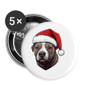 Staffordshire Bull Terrier chien Noël - Lot de 5 grands badges (56 mm) - blanc - Devant