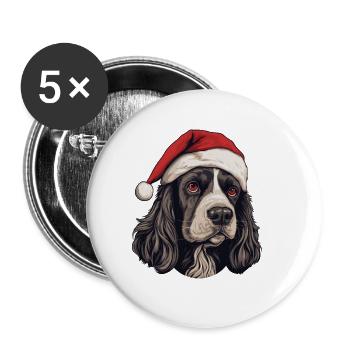 Cocker Spaniel tête de chien Portrait de Noël - Lot de 5 grands badges (56 mm) - blanc - Devant