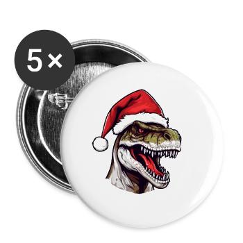 Dinosaur Head Christmas Portrait - Buttons large 2.2''/56 mm (5-pack) - white - Front