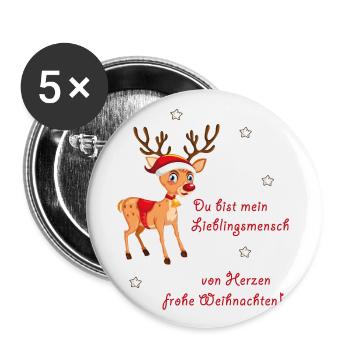 Lieblingsmensch Weihnachten Rentier - Buttons groß 56 mm (5er Pack) - Weiß - Vorne