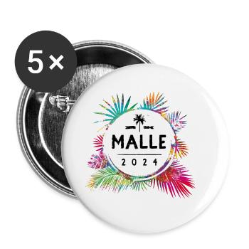 Malle 2024 Coloré - Lot de 5 grands badges (56 mm) - blanc - Devant