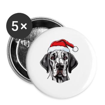 Great Dane Dog Christmas Funny Xmas - Buttons large 2.2''/56 mm (5-pack) - white - Front