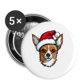 Chihuahua Dog Christmas Funny Xmas - Buttons large 2.2''/56 mm (5-pack) - white - Front