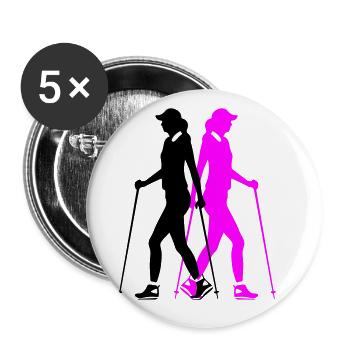 Marche Nordique Femme Silhouette - Lot de 5 grands badges (56 mm) - blanc - Devant