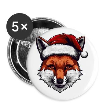 Fox Head Christmas Portrait - Buttons large 2.2''/56 mm (5-pack) - white - Front