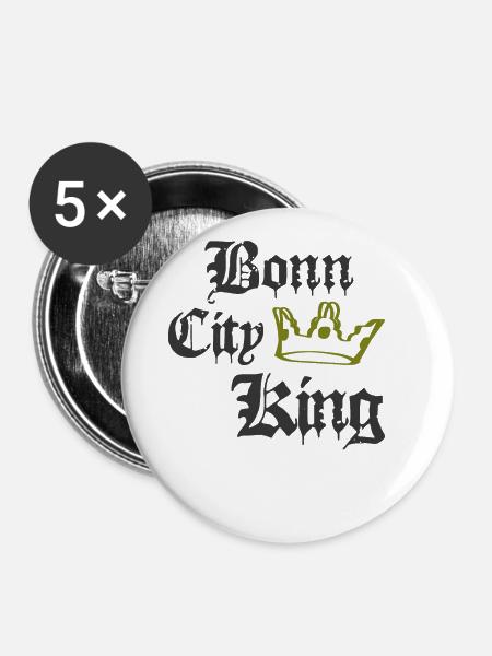 Bonn City King - Buttons groß 56 mm (5er Pack) - Weiß