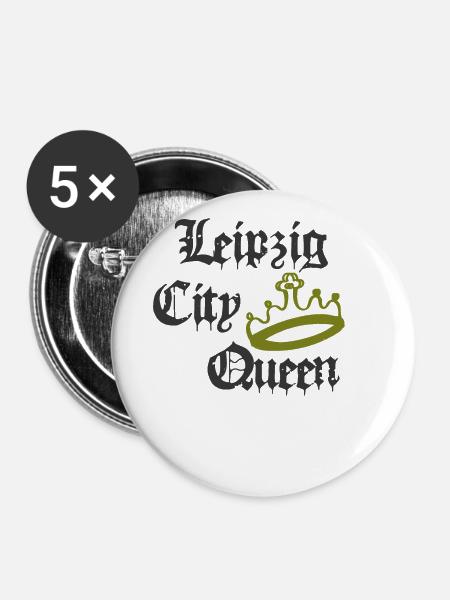 Leipzig City Queen - Buttons groß 56 mm (5er Pack) - Weiß