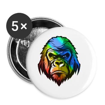 Gorilla Head Colorful - Buttons large 2.2''/56 mm (5-pack) - white - Front