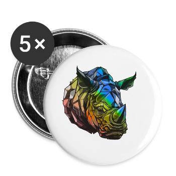 Tête de rhinocéros colorée - Lot de 5 grands badges (56 mm) - blanc - Devant