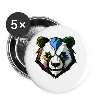 Tête de Panda Coloré - Lot de 5 grands badges (56 mm) - blanc - Devant