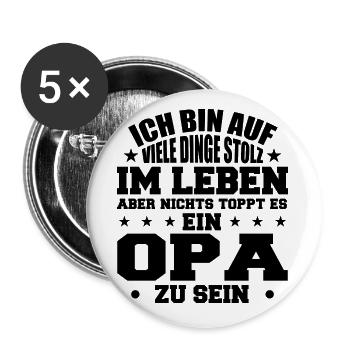 ich bin stolz wie ein Opa - Buttons groß 56 mm (5er Pack) - Weiß - Vorne