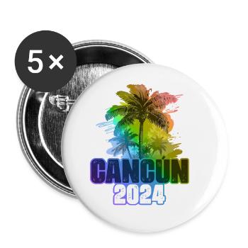 Cancun 2024 Vacances Palmiers Colorés - Lot de 5 grands badges (56 mm) - blanc - Devant
