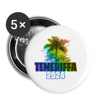 Tenerife 2024 Holiday Palm Trees Colorful - Buttons large 2.2''/56 mm (5-pack) - white - Front
