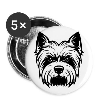 Yorkshire Terrier Dog Head - Buttons large 2.2''/56 mm (5-pack) - white - Front