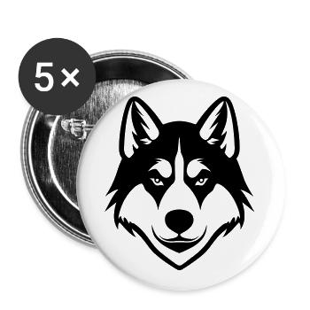 Husky Dog Head - Buttons large 2.2''/56 mm (5-pack) - white - Front
