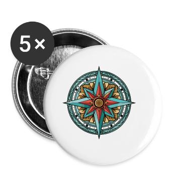 Guide de voyage à la boussole - Lot de 5 grands badges (56 mm) - blanc - Devant