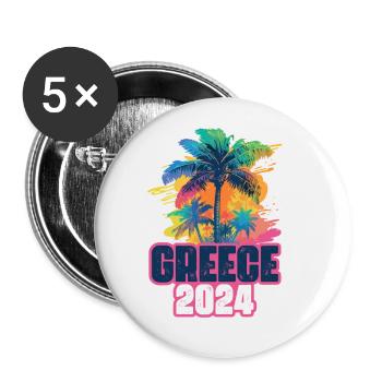 Greece 2024 Holiday Palm Blob - Buttons large 2.2''/56 mm (5-pack) - white - Front