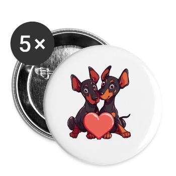Doberman, Chien, Couple, Amoureux, Animal - Lot de 5 grands badges (56 mm) - blanc - Devant