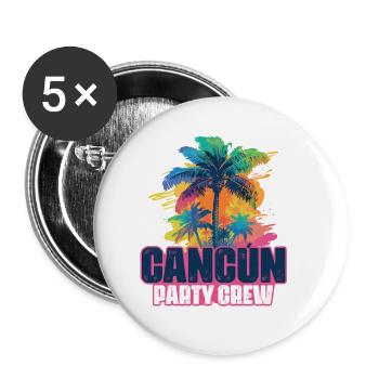Cancun Party Crew Vacation - Buttons large 2.2''/56 mm (5-pack) - white - Front