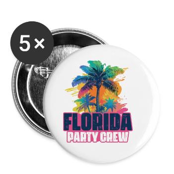 Florida Party Crew Vacation - Buttons large 2.2''/56 mm (5-pack) - white - Front