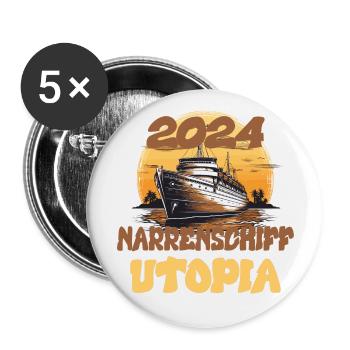 Ship of Fools Utopia, citation - Lot de 5 grands badges (56 mm) - blanc - Devant