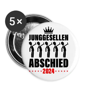 Bachelor Party 2024 Bachelor Party - Buttons large 2.2''/56 mm (5-pack) - white - Front
