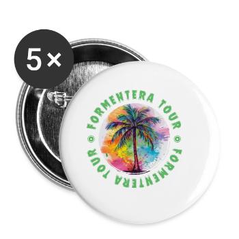 Formentera Tour Urlaub Plame Bunt - Buttons groß 56 mm (5er Pack) - Weiß - Vorne