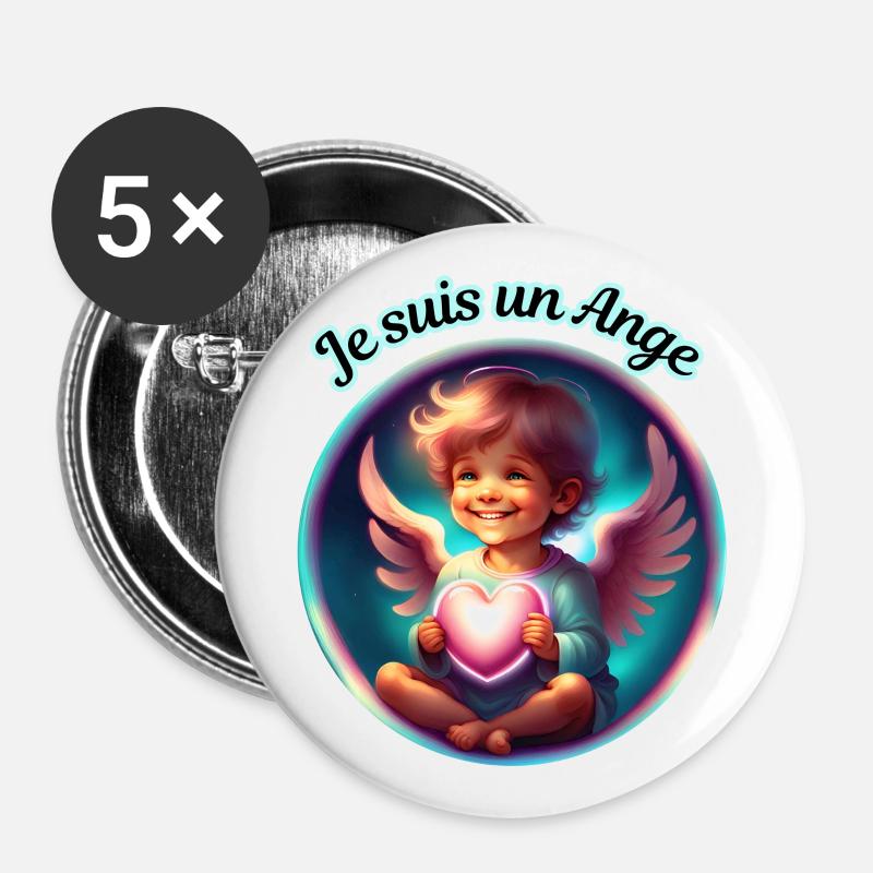 I'm an Angel - Buttons large 2.2''/56 mm (5-pack) - white